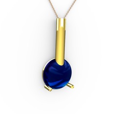 Rima Kolye - Lab safir 925 ayar altın kaplama gümüş kolye (40 cm rose altın rolo zincir) #5ervqg
