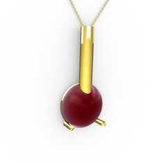 Rima Kolye - Kök yakut 925 ayar altın kaplama gümüş kolye (40 cm altın rolo zincir) #bwsay6