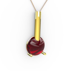 Rima Kolye - Garnet 18 ayar altın kolye (40 cm rose altın rolo zincir) #fomsmk