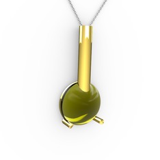 Rima Kolye - Peridot 925 ayar altın kaplama gümüş kolye (40 cm beyaz altın rolo zincir) #fze2uy