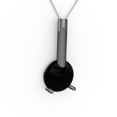 Rima Kolye - Siyah zirkon 925 ayar siyah rodyum kaplama gümüş kolye (40 cm beyaz altın rolo zincir) #in0kuj