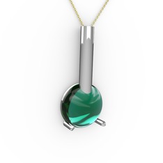 Rima Kolye - Yeşil kuvars 925 ayar gümüş kolye (40 cm altın rolo zincir) #l7a5g4