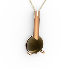 Rima Kolye - Dumanlı kuvars 925 ayar rose altın kaplama gümüş kolye (40 cm altın rolo zincir) #rwcguk
