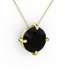 Soley Kolye - Siyah zirkon 8 ayar altın kolye (40 cm gümüş rolo zincir) #17zanl4
