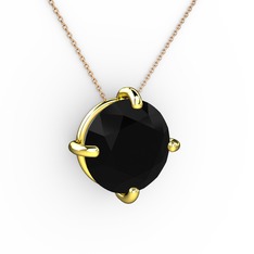Soley Kolye - Siyah zirkon 14 ayar altın kolye (40 cm rose altın rolo zincir) #1lsdk0o