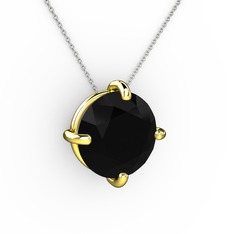 Soley Kolye - Siyah zirkon 18 ayar altın kolye (40 cm beyaz altın rolo zincir) #5fk7i8