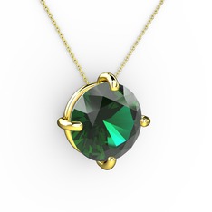 Soley Kolye - Yeşil kuvars 18 ayar altın kolye (40 cm gümüş rolo zincir) #69aiqw