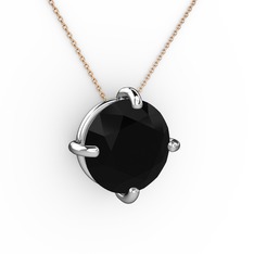 Soley Kolye - Siyah zirkon 18 ayar beyaz altın kolye (40 cm gümüş rolo zincir) #sujnos