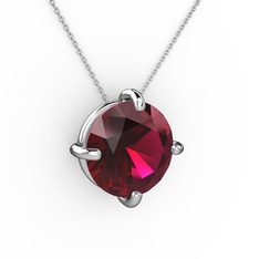 Soley Kolye - Rodolit garnet 18 ayar beyaz altın kolye (40 cm beyaz altın rolo zincir) #wsng82