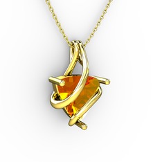 Kraliyet Kolye - Sitrin 8 ayar altın kolye (40 cm altın rolo zincir) #1ajhgak