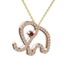 Swarovski ve garnet 925 ayar rose altın kaplama gümüş kolye (40 cm gümüş rolo zincir)