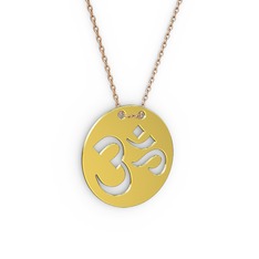 Mantra Aum Kolye - 8 ayar altın kolye (40 cm gümüş rolo zincir) #b5okg0