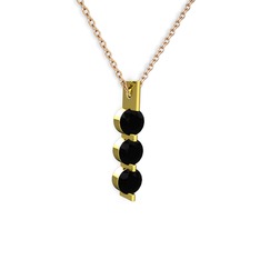 Trinity Taşlı Kolye - Siyah zirkon 8 ayar altın kolye (40 cm rose altın rolo zincir) #1p0uyjo