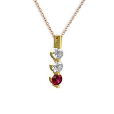 Trinity Taşlı Kolye - Swarovski ve rodolit garnet 925 ayar altın kaplama gümüş kolye (40 cm rose altın rolo zincir) #m78chs