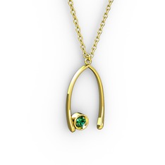 Taşlı Dilek Kolye - Yeşil kuvars 14 ayar altın kolye (40 cm altın rolo zincir) #104g49u