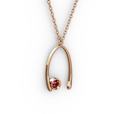 Taşlı Dilek Kolye - Garnet 925 ayar rose altın kaplama gümüş kolye (40 cm gümüş rolo zincir) #138jncl