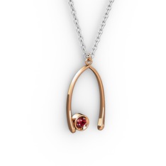 Garnet 18 ayar rose altın kolye (40 cm beyaz altın rolo zincir)