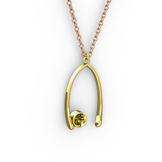 Taşlı Dilek Kolye - Peridot 8 ayar altın kolye (40 cm rose altın rolo zincir) #1cbs7om