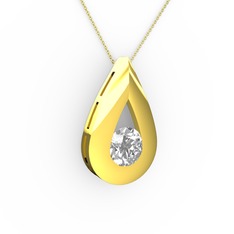Alura Kolye - Beyaz zirkon 14 ayar altın kolye (40 cm altın rolo zincir) #1bqielu