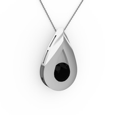 Alura Kolye - Siyah zirkon 925 ayar gümüş kolye (40 cm gümüş rolo zincir) #1cosaa0