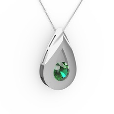 Alura Kolye - Yeşil kuvars 925 ayar gümüş kolye (40 cm beyaz altın rolo zincir) #1e1024l