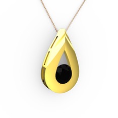 Alura Kolye - Siyah zirkon 14 ayar altın kolye (40 cm rose altın rolo zincir) #3ssj8g