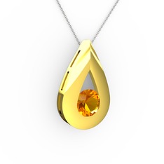 Alura Kolye - Sitrin 14 ayar altın kolye (40 cm beyaz altın rolo zincir) #98nkps
