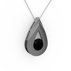 Alura Kolye - Siyah zirkon 925 ayar siyah rodyum kaplama gümüş kolye (40 cm beyaz altın rolo zincir) #bock0x