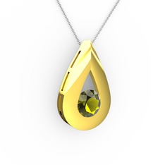 Alura Kolye - Peridot 8 ayar altın kolye (40 cm beyaz altın rolo zincir) #bx10kr