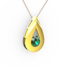 Alura Kolye - Yeşil kuvars 8 ayar altın kolye (40 cm rose altın rolo zincir) #i64jn1