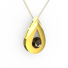 Alura Kolye - Dumanlı kuvars 18 ayar altın kolye (40 cm altın rolo zincir) #iqwezn