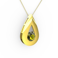 Peridot 18 ayar altın kolye (40 cm altın rolo zincir)