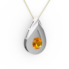 Alura Kolye - Sitrin 18 ayar beyaz altın kolye (40 cm altın rolo zincir) #qturyv