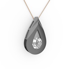 Alura Kolye - Swarovski 925 ayar siyah rodyum kaplama gümüş kolye (40 cm gümüş rolo zincir) #wn61n5