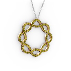 Lienna Kolye - Peridot 8 ayar rose altın kolye (40 cm beyaz altın rolo zincir) #10x2s2d