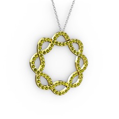 Lienna Kolye - Peridot 18 ayar altın kolye (40 cm beyaz altın rolo zincir) #15d3n39
