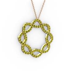 Lienna Kolye - Peridot 14 ayar altın kolye (40 cm rose altın rolo zincir) #163yg8z