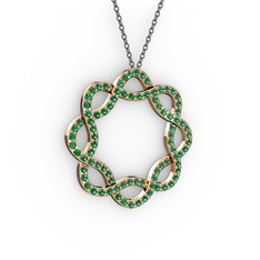 Lienna Kolye - Yeşil kuvars 8 ayar rose altın kolye (40 cm gümüş rolo zincir) #19qt793