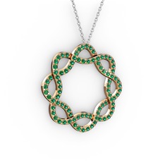 Lienna Kolye - Yeşil kuvars 8 ayar rose altın kolye (40 cm gümüş rolo zincir) #1dp4hhg