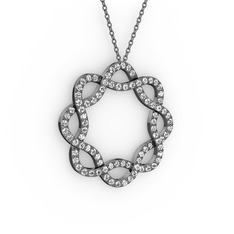 Lienna Kolye - Beyaz zirkon 925 ayar siyah rodyum kaplama gümüş kolye (40 cm gümüş rolo zincir) #1fiyw3u
