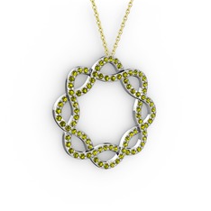 Lienna Kolye - Peridot 925 ayar gümüş kolye (40 cm altın rolo zincir) #1fy9tc5