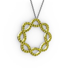 Lienna Kolye - Peridot 8 ayar altın kolye (40 cm gümüş rolo zincir) #1g02k0k