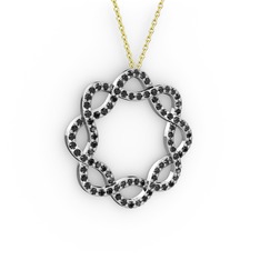 Lienna Kolye - Siyah zirkon 8 ayar beyaz altın kolye (40 cm altın rolo zincir) #1h6vzhc