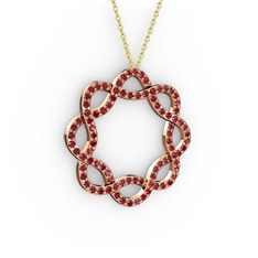 Lienna Kolye - Garnet 18 ayar rose altın kolye (40 cm altın rolo zincir) #1hva1bl