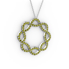 Lienna Kolye - Peridot 18 ayar beyaz altın kolye (40 cm beyaz altın rolo zincir) #1i8tnir