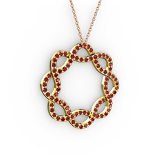 Lienna Kolye - Garnet 8 ayar altın kolye (40 cm rose altın rolo zincir) #1ib40j3