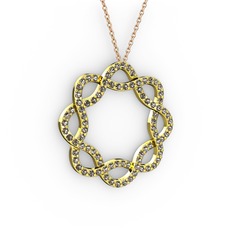 Lienna Kolye - Dumanlı kuvars 8 ayar altın kolye (40 cm rose altın rolo zincir) #1n80vxl