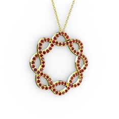 Lienna Kolye - Garnet 925 ayar altın kaplama gümüş kolye (40 cm altın rolo zincir) #1s1l2un