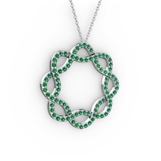 Lienna Kolye - Yeşil kuvars 925 ayar gümüş kolye (40 cm beyaz altın rolo zincir) #7xm6s6