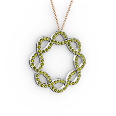 Lienna Kolye - Peridot 18 ayar beyaz altın kolye (40 cm rose altın rolo zincir) #9chn4s